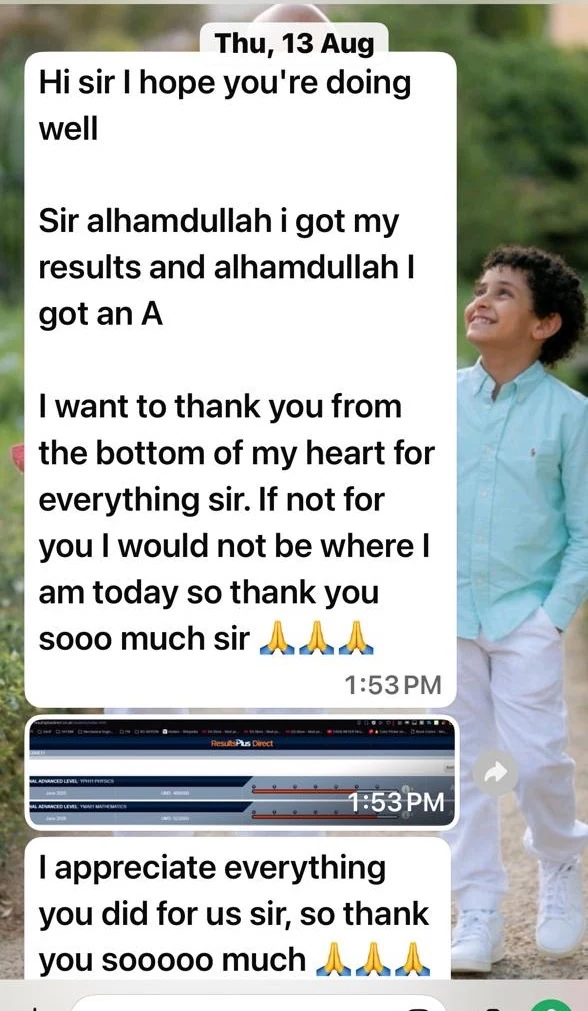 WhatsApp message from a student 3