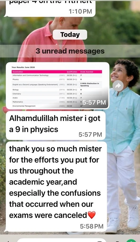 WhatsApp message from a student 8