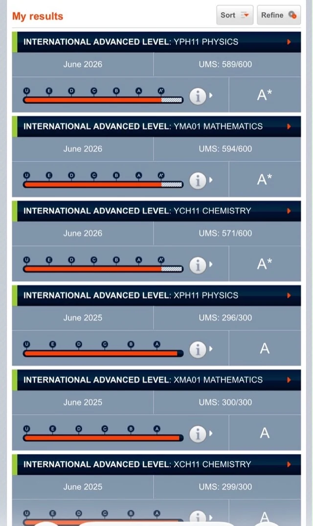 Student exam result 1